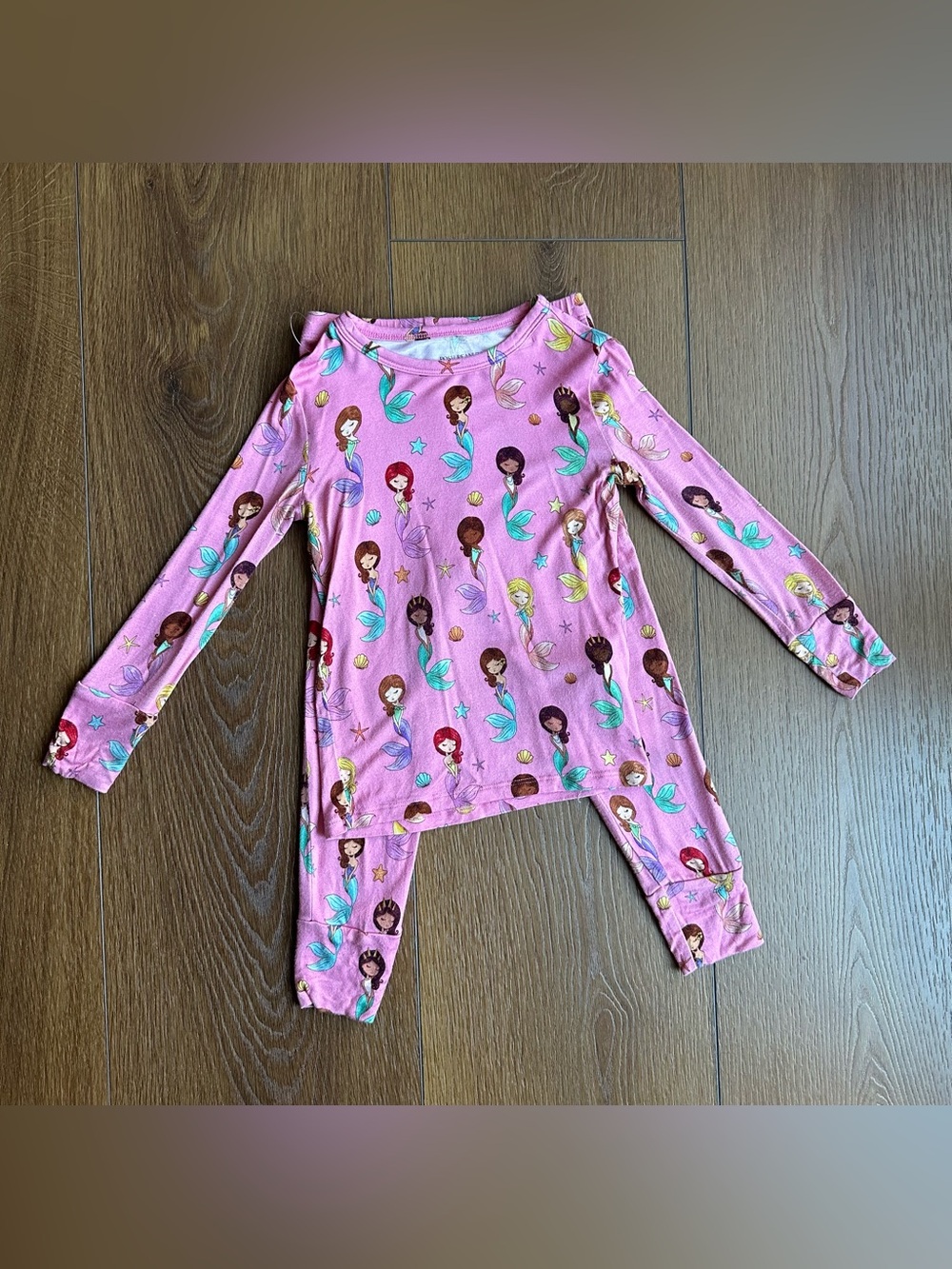 Posh Peanut Pink Mermaid Print Kids Pajama Set
